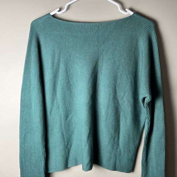 Peruvian Connection Sz Medium Boat‎ Neck Ribbed Crewneck Sweater Teal Women's - Picture 4 of 7